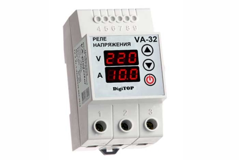 Реле с контролем тока VA-protector 32A